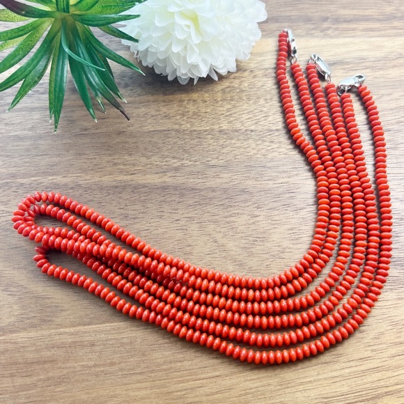 Coral Bead Necklace 18” Southwest Style Handmade New - Picture 2 of 3